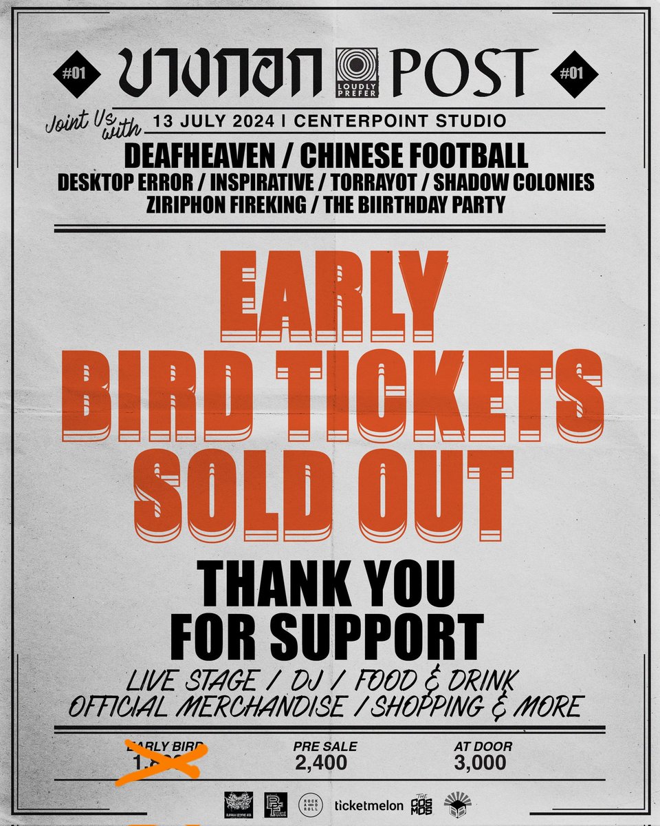 LoudlyPrefer's tweet photo. Let's go through PRE-SALE TiX.!
2400 thb. >>https://t.co/DN4dkTilkI 
#บางกอกPOST #BANGKOKSPOST #Deafheaven #ChineseFootball #LoudlyPrefer #BFSoundSystem #RNRBKK
#TheCOSMOS https://t.co/PHlRw6U4jw