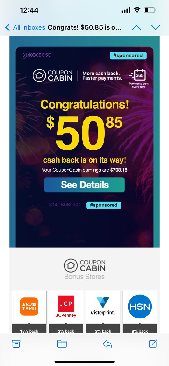 cmullaney92's tweet photo. Another @CouponCabin cash back payment fueled by @hotelsdotcom bookings! https://t.co/ZMc0HAV2ID