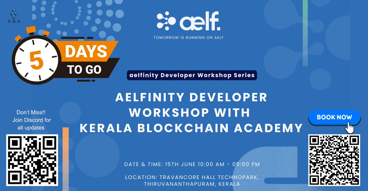 kbaiiitmk's tweet image. COUNT DOWN BEGINS !!!
5 DAYS TO GO for the Aelfinity Developer Workshop with aelf Blockchain! Register now: meetup.com/beyond-the-blo…
 Never miss an from aelf: discord.com/invite/bgysa9x… 
#blockchain #blockchaindevelopment #smartcontract
#blockchainworkshop #meetup