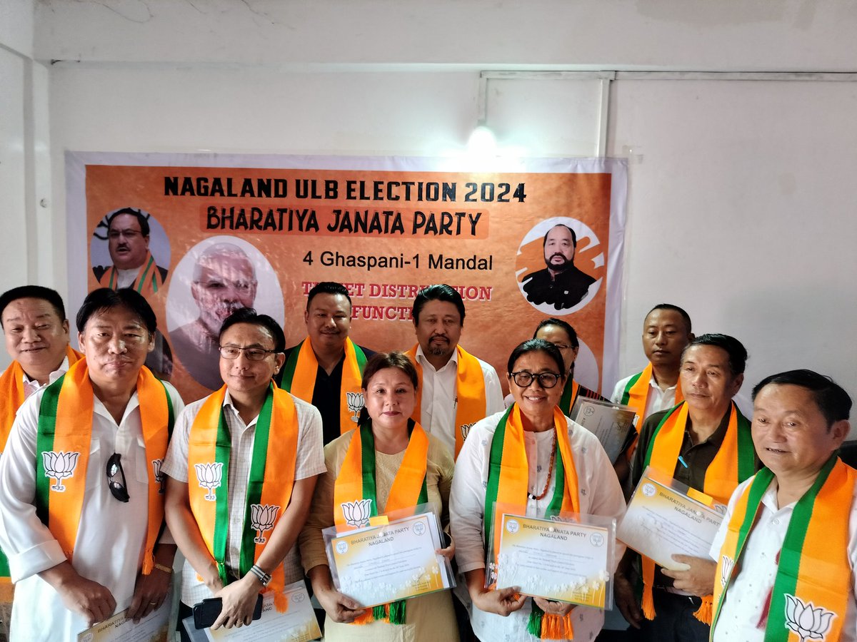 Attended the <a href="/BJP4Nagaland/">BJP Nagaland</a> Urban Local Bodies (ULB) ticket distribution ceremony for Niuland Town Council, in line with the upcoming ULB elections slated to be held later this month at BJP Ghaspani-I A/C Mandal Office. Wishing all candidates the very best. They will play a very