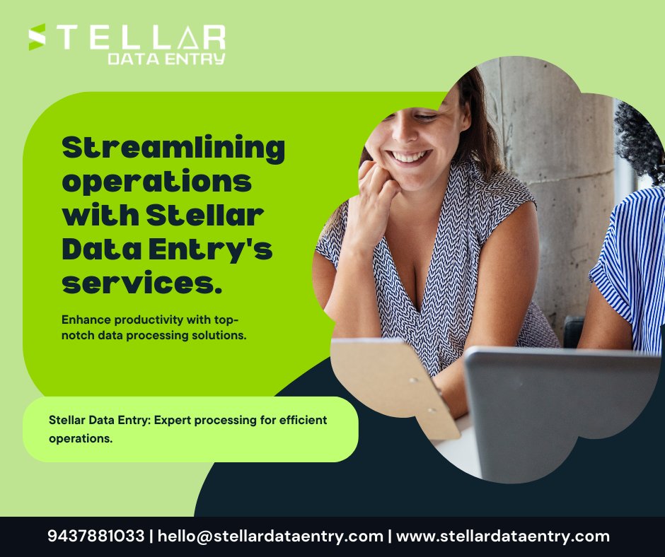stelardataentry's tweet image. Unlock efficiency with Stellar Data Entry&apos;s expert processing services. Simplify your operations and accelerate productivity with the best data entry team in India! #DataEntry #Efficiency #StellarDataEntry
Contact us today
📞 - 9437881033
🌐  - stellardataentry.com
