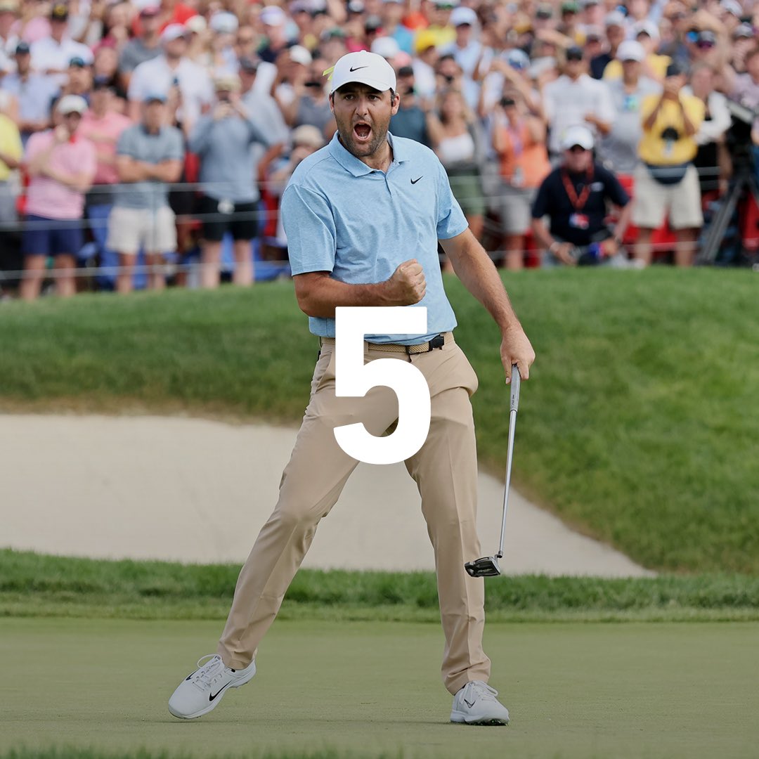 TaylorMadeGolf's tweet photo. An exclamation point on the 72nd hole. 💪 

Scottie Scheffler led the field in both Strokes Gained: Total and Strokes Gained: Approach en route to his fifth victory of the season. 

World No. 1 now heads to Pinehurst and the U.S. Open with major momentum. #Qi10Driver https://t.co/Hu0IcSWenz