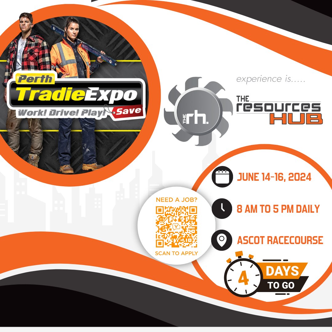 TheResourcesHub's tweet photo. 🚀 4 days to go! Don’t miss your chance to explore exciting career paths and innovative tools at Recruit WA. #PerthTradieExpo @TheResourcesHub #UseVerb https://t.co/qlaSXkInoz https://t.co/IIr11FkXeQ