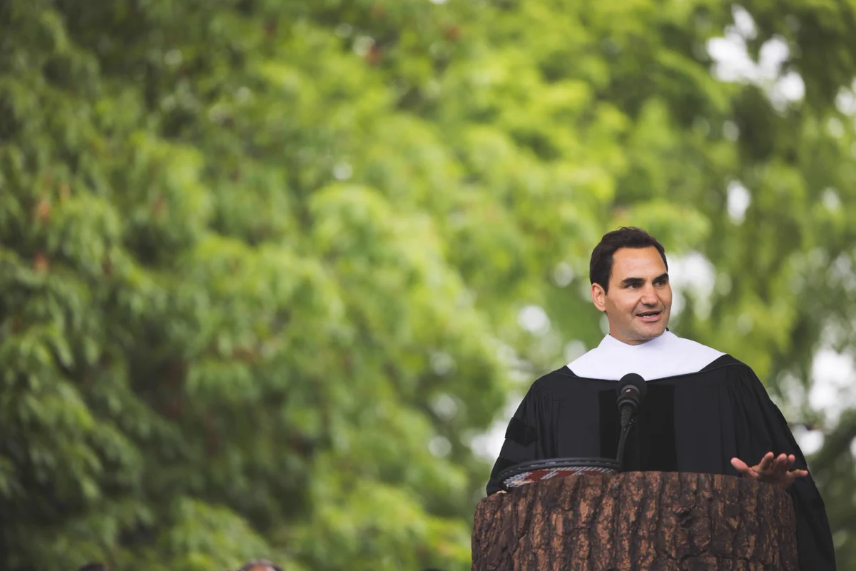 Roger Federer delivers a commencement speech to the Dartmouth Class of 2024.