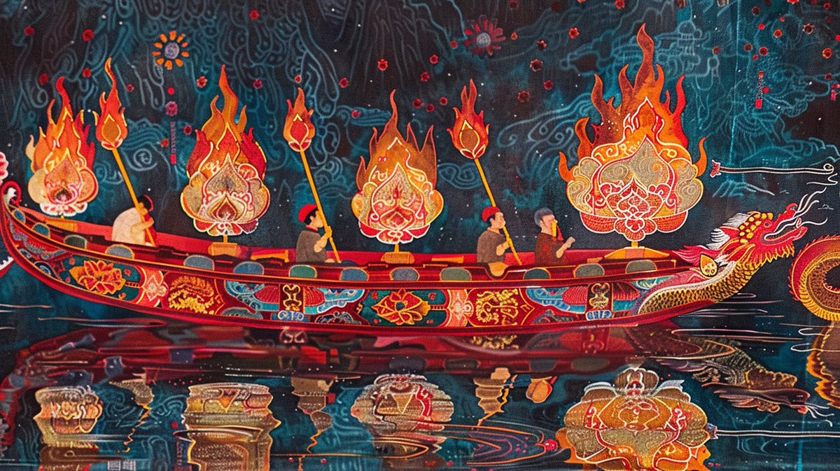 IbTENWlZ3H3aHYM's tweet photo. Discover "The Fire of Inheritance" at the #DistantEchoes exhibition. This work highlights the elemental role of fire in Chinese festivals, symbolizing enthusiasm, blessings and unity. From Spring Festival fireworks to Double Ninth bonfires, see how each festival's fire is uniquely portrayed, linking tradition and modernity through the warmth of community and culture.
Created by: Hou Yiting