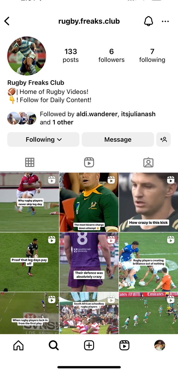 Go give it a follow. <a href="/rugby/">Rugby</a>.freaks.club