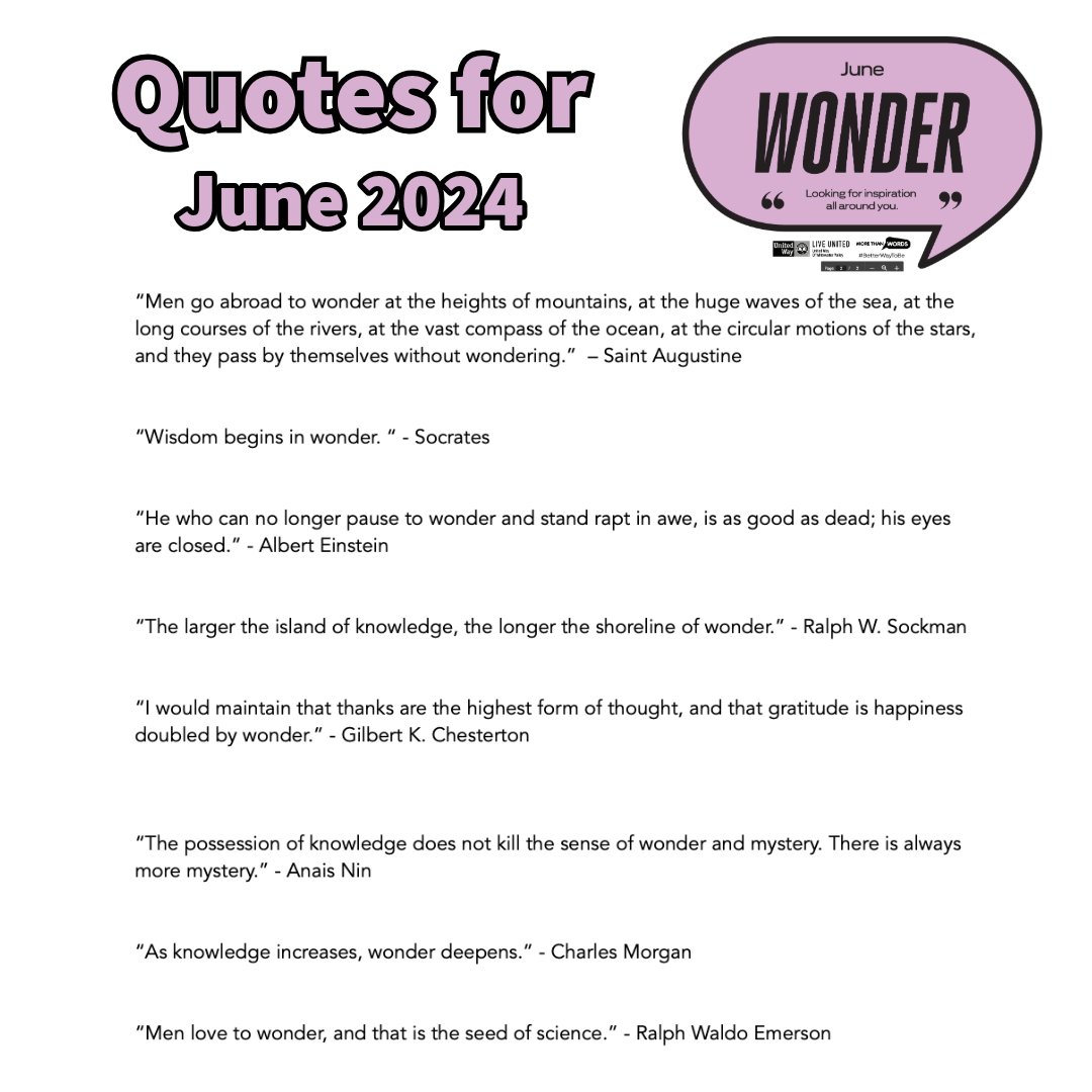All this month, we're asking you to #WONDER: looking for inspiration all around you. Here are 8 *wonderful* quotes that highlight our definition.