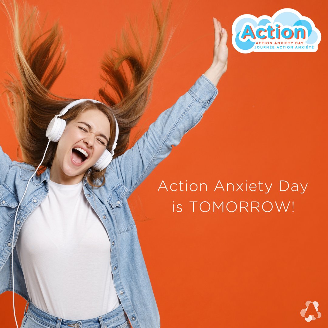Reminder: It's #ActionAnxietyDay tomorrow! Visit actionanxietyday.com to learn how you can #ACTonAnxiety and support our annual awareness &amp; education day. 💙🧡