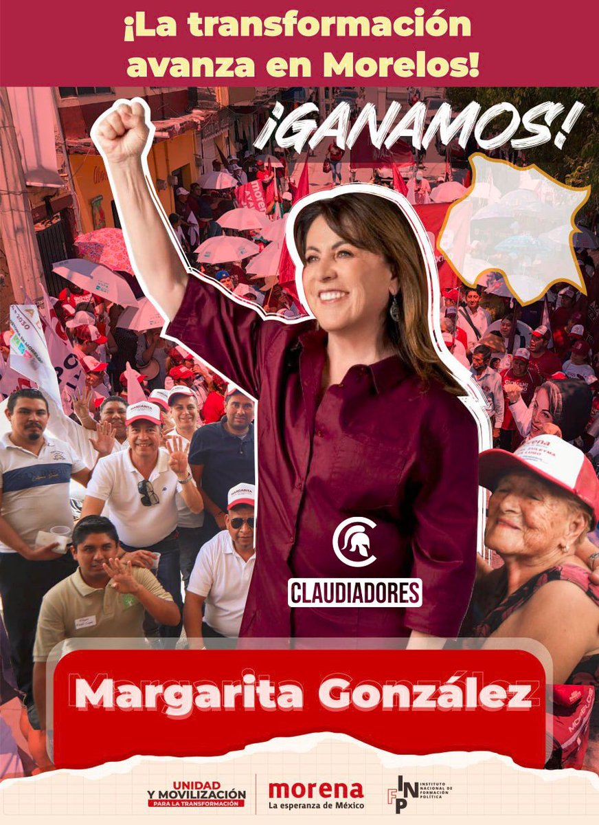 claudiadores4T's tweet photo. Con gran compromiso y responsabilidad @margarita_gs gobernadora electa de Morelos. Enhorabuena ¡la #CuartaTransformación avanza! https://t.co/rLibGwQKAN