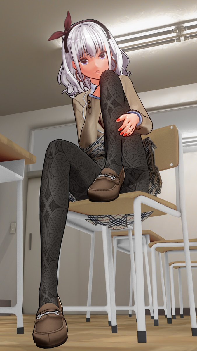 おはようございます。
柄ストッキングを活かした制服風コーデ。
#カスタムオーダーメイド3D2 #COM3D2