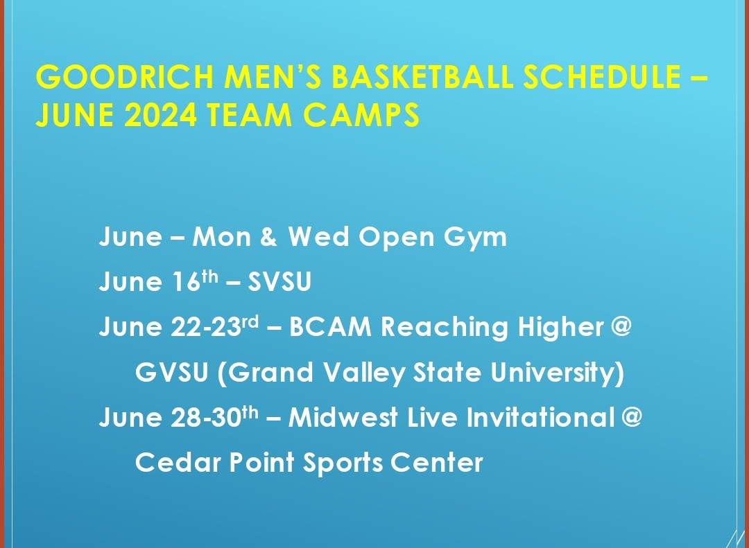 June High School Schedule! <a href="/MartiansNation/">Goodrich Martians Nation!</a> <a href="/GoodrichBasket1/">Goodrich Basketball</a>