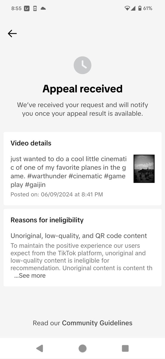 Sovereign__0's tweet photo. @tiktok_us is a joke. Gameplay clips using effects and royalty free music straight from their own video editing software @capcutapp and it still gets striked. https://t.co/TBAv4Fw1Xm