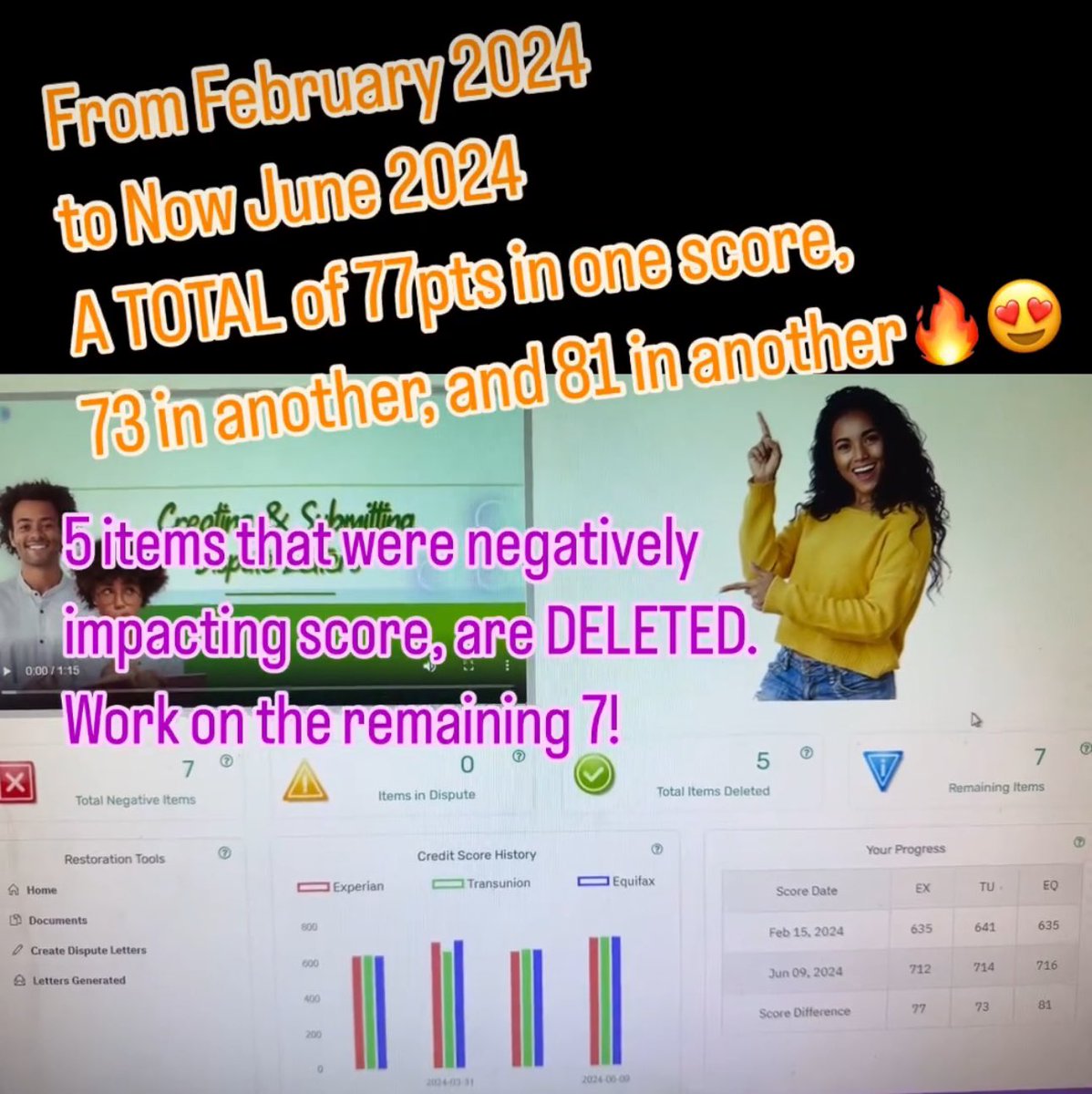 McarthurYesenia's tweet image. CLIENT RESULTS! 🥳
My program helped this client boost their credit score by 77 points on Experian, 73 points on TransUnion, and 81 points on Equifax! 5 negative items deleted, 7 more to go. On the way to 750+! 🔥 #CreditRepair #SuccessStory #BoostYourScore

Who else needs help?