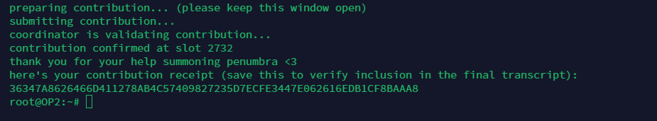 pfppixel's tweet photo. I just successfully contributed to the 𝚜𝚞𝚖𝚖𝚘𝚗𝚒𝚗𝚐 of  @penumbrazone🌘

My Slot: 2732

My contribution receipt:
36347A8626466D411278AB4C57409827235D7ECFE3447E062616EDB1CF8BAAA8 https://t.co/54XUkaxmQT