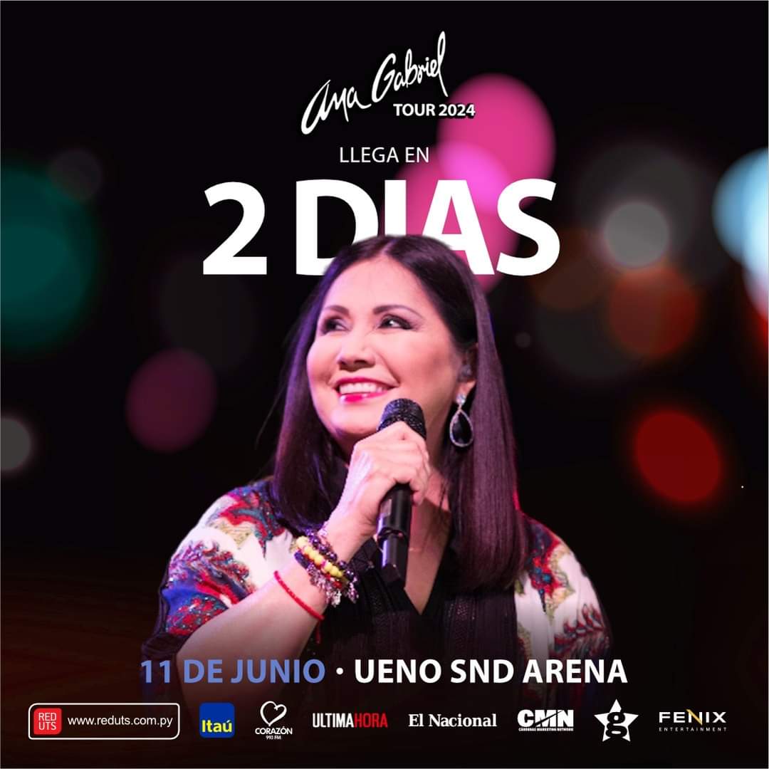 Claro_de_LunaAG's tweet photo. ⏳ ¡Estamos a solo 2 días de vivir una noche mágica con Ana Gabriel 🎤 Asegurá tus entradas para el 11 de junio en el UENO SND Arena a través de RED UTS @reduts_py.. 🌟
#AnaGabriel #CuentaRegresiva #2Días #AnaGabrielEnParaguay #11deJunio #UENOSNDArena #RedUTS #ItauParaguay https://t.co/T8u4vTgeuA