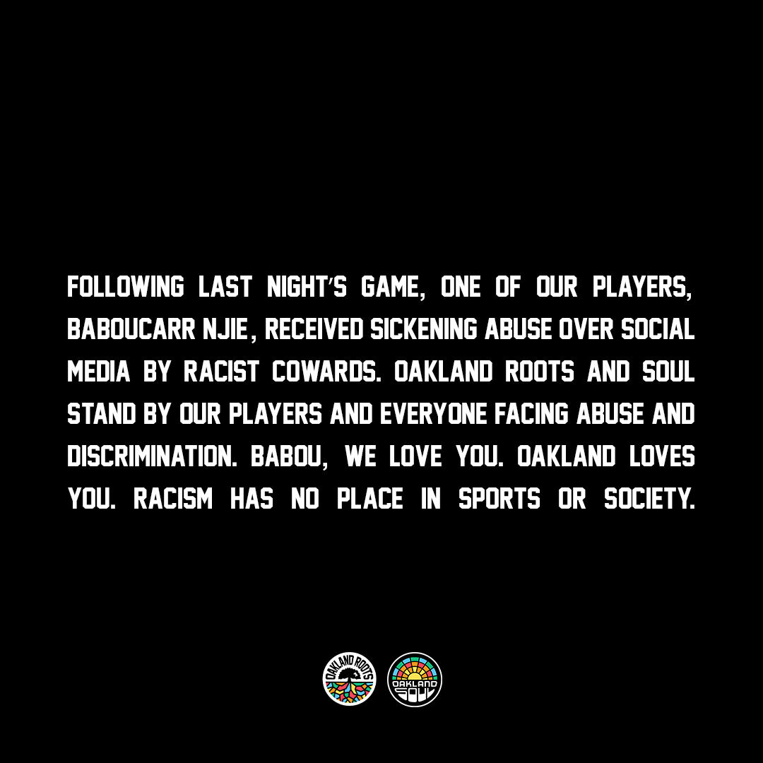oaklandrootssc's tweet photo. Oakland Roots Sports Club Statement on Racist Social Media Remarks https://t.co/7jOzgKGZkd