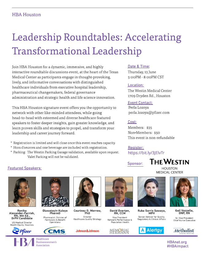 HBASouthwestReg's tweet photo. Get ready for the event of the year! HBA Houston's Leadership Roundtable is back with a brand new twist that you won't want to miss.
When: Thursday, 13 JUNE, 2024
Registration link: https://t.co/VpVDUUtbC2
#HBAHouston #HBASouthwest #HBAImpact https://t.co/5me59UwiPF