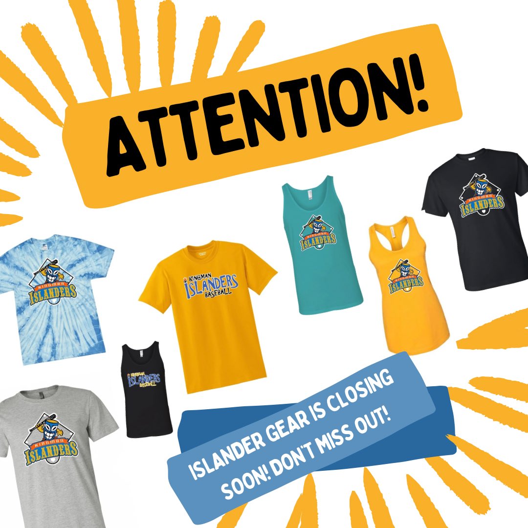 KingmanIslander's tweet photo. ‼️Don’t miss out on your chance to cheer on the Islanders in style! Order now! Link closes tomorrow at MIDNIGHT‼️ https://t.co/G2Kyx4A6oo