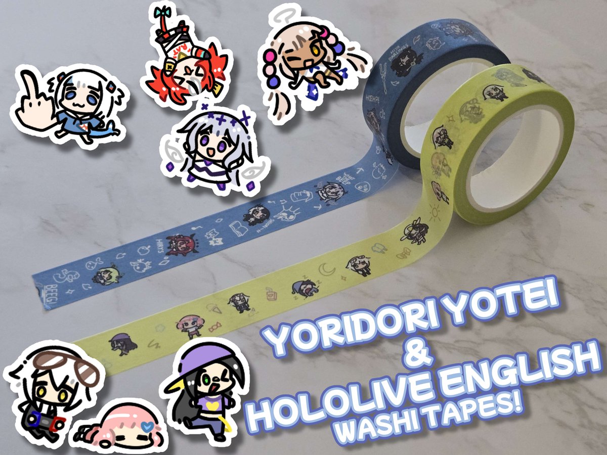 JordenAnimation's tweet photo. Washi tapes available in my store!
Yoridori Yotei & Hololive English designs for sale!
Check replies for shop
#hololive #hololiveenglish #hololiveen #gawrgura #gura #vtubers #anime #fanart #animememes #hololivememe #yoridoriyotei #ydy https://t.co/JRZmvYWh7L