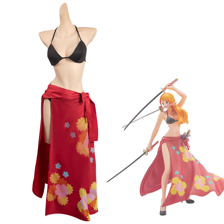ワンピース　ナミ風衣装　ツーピース水着コスプレ　スカート　ベルト　Mサイズ One Piece 61 巻 無料 ワンピース ナミ風衣装 ツーピース水着