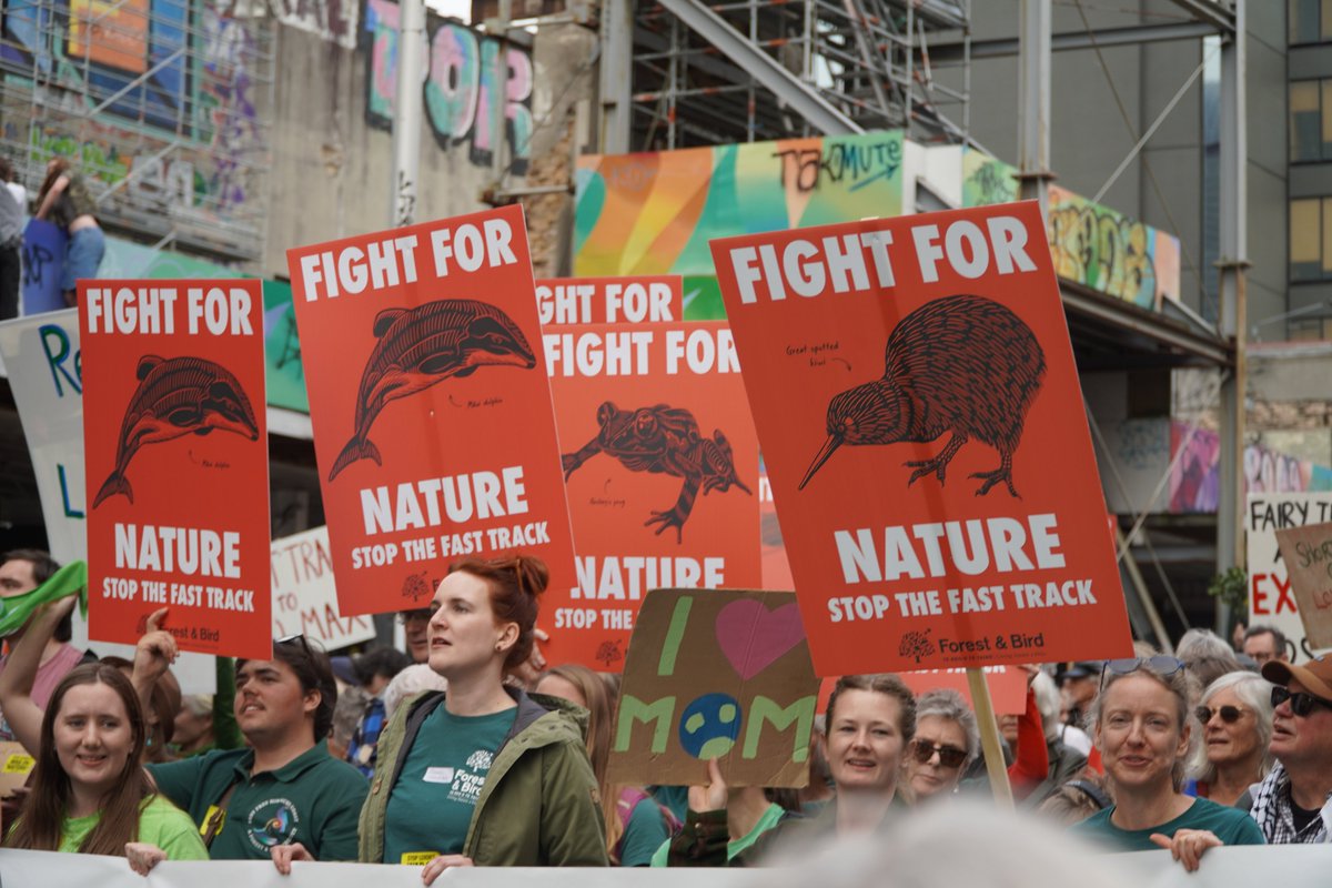 Forest_and_Bird's tweet photo. A heartfelt thank you from all of us at Forest &amp; Bird to everyone who joined us at the 20,000 strong (and vocal!) March for Nature on Tāmaki Makaurau Auckland’s Queen Street on Saturday afternoon 💚👏💚This is just the start!
#stopfasttrack #waronnature https://t.co/4nMCVBgao3