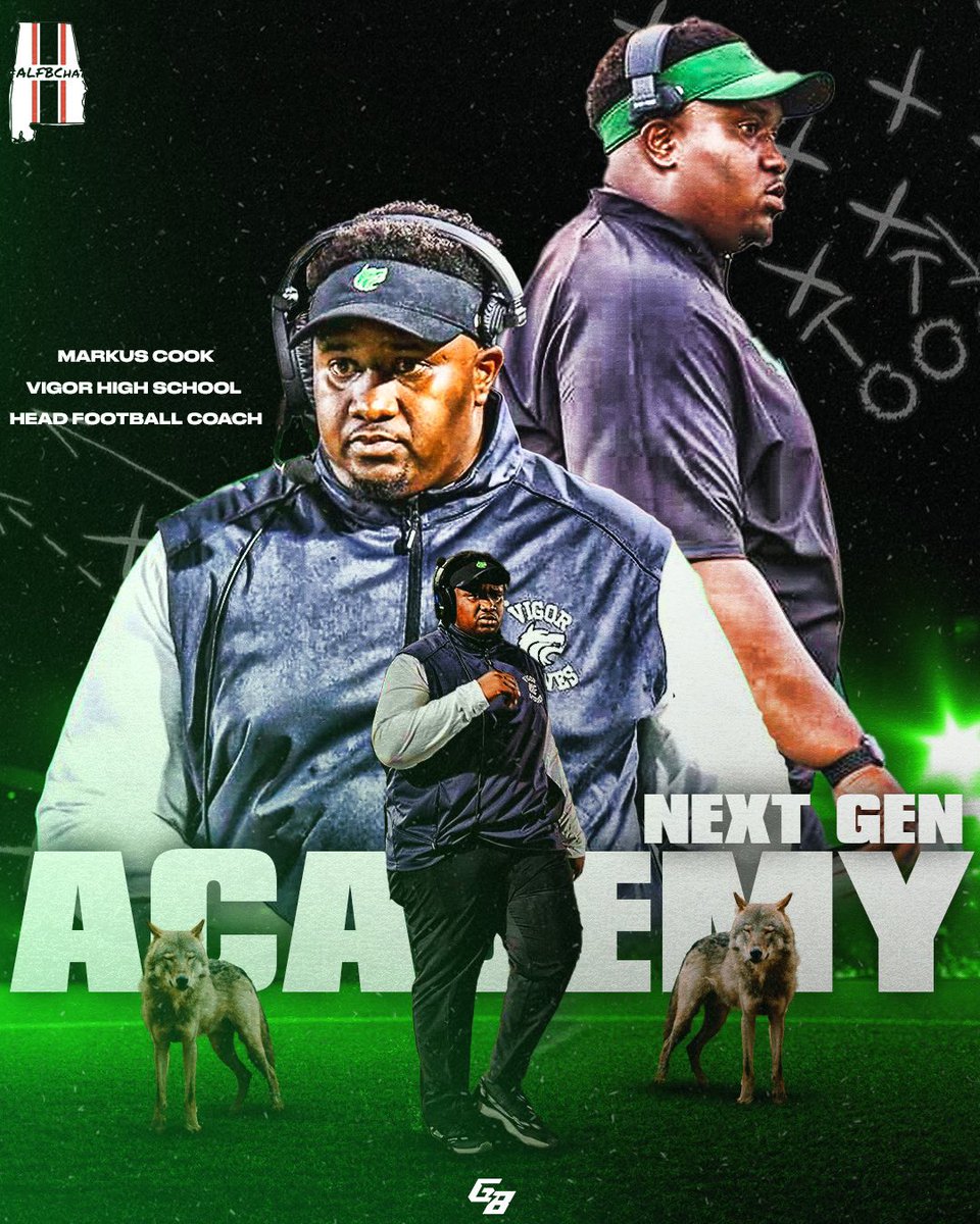 Congratulations to our very own Coach Markus Cook for being selected as one of the brightest next-generation football coaches in the state of Alabama. Keep up the great work Coach Cook! 🐺💚#stillvigor
