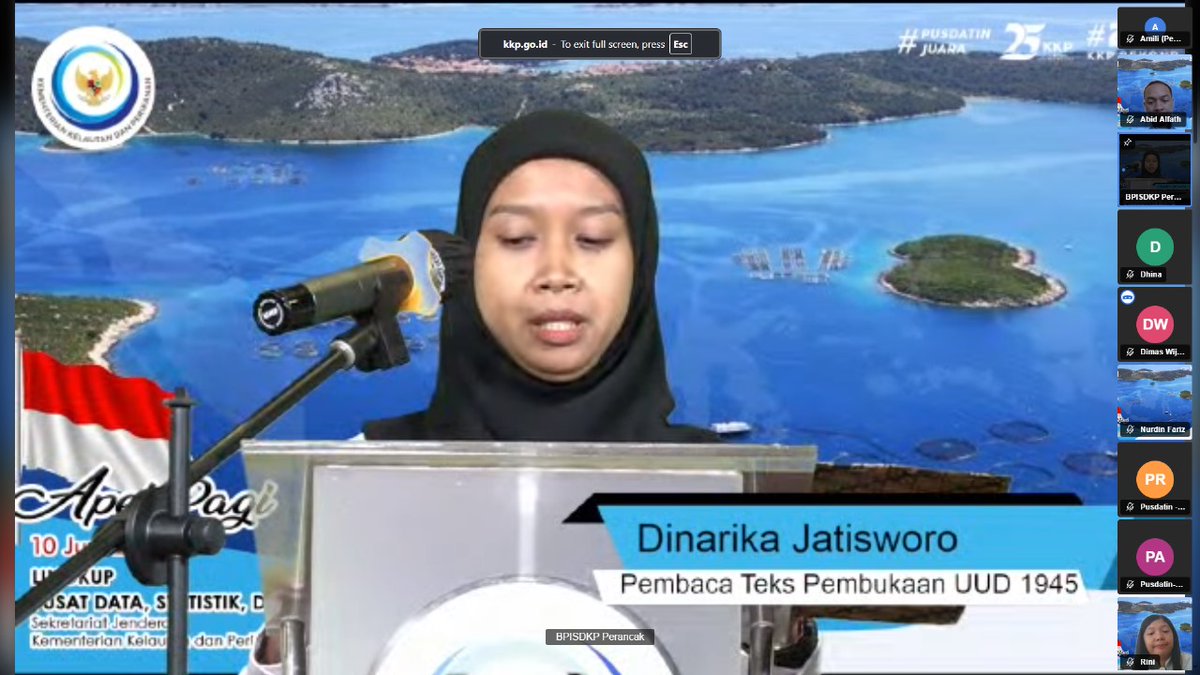 BPISDKP's tweet photo. Jembrana (10/6) BPISDKP ditunjuk sebagai petugas apel Lingkup Pusdatin secara virtual.
#25TahunKKP #SailBeyondwithBlueEconomy #2024KKPBeyond #SaktiWahyuTrenggono #PusdatinKKP #BPISDKP #InFoMarFish #SpatialisSPecial https://t.co/VE6CaR2qW9