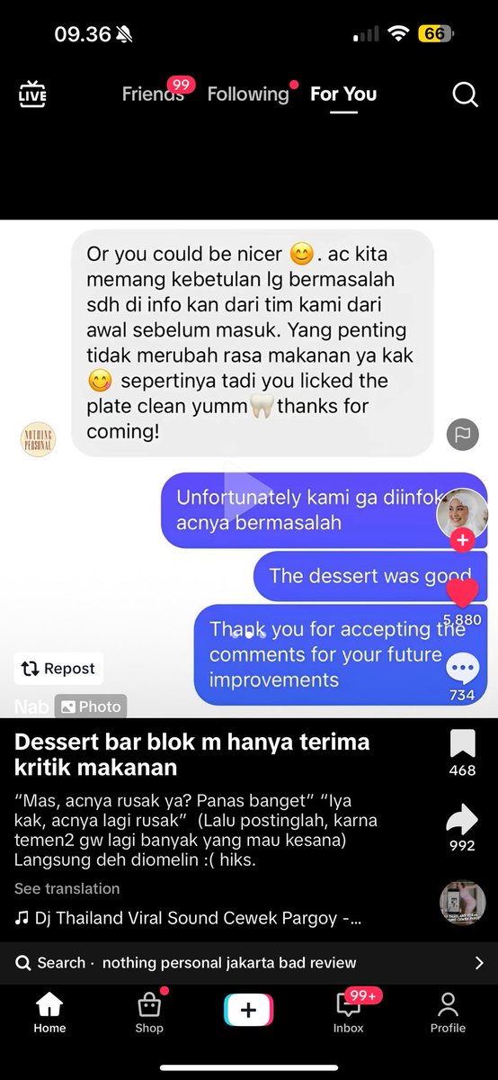 monsouleil's tweet photo. abis liat dessert bar ‘viral’ di jakarta rude banget NAJIS ke customer ga bisa terima kritik ??? ‘you licked the plate clean’ lo marah gak digituin??? https://t.co/w200714Kmj