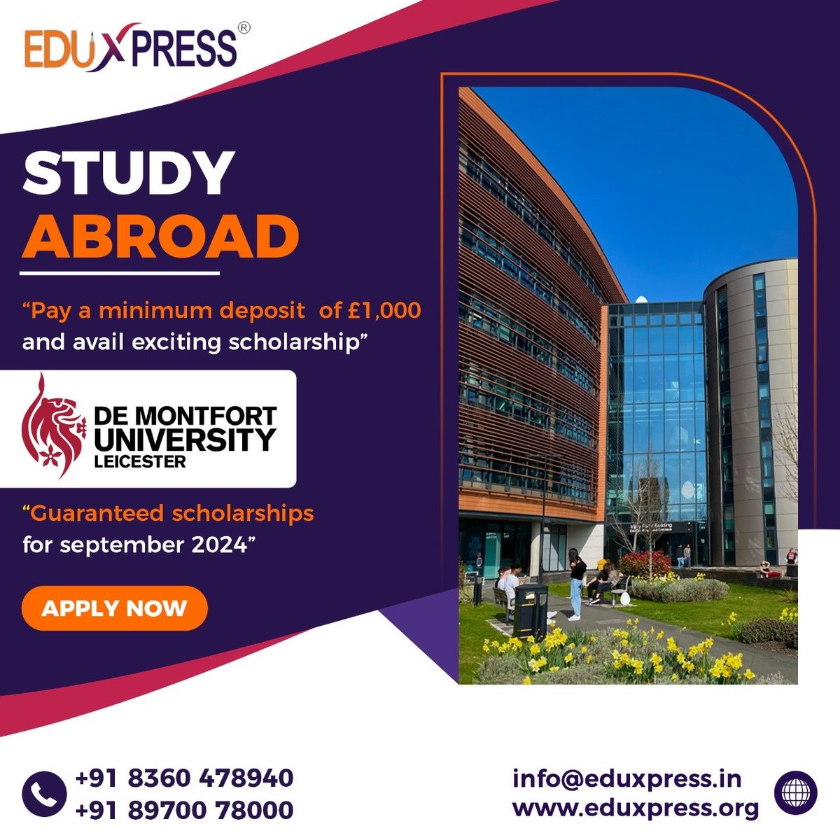 eduxpress_org's tweet photo. Contact us today to know more - +91 89700 78000 / 83604 78940 
https://t.co/mZK1yx0pNe
#studyabroad #StudyUK #eduxpress #ukvisa #studyinukfromindia #studyinukwithoutielts #UKStudentVisa #ukstudyabroad2024 #dmu https://t.co/cUict1Fx0a