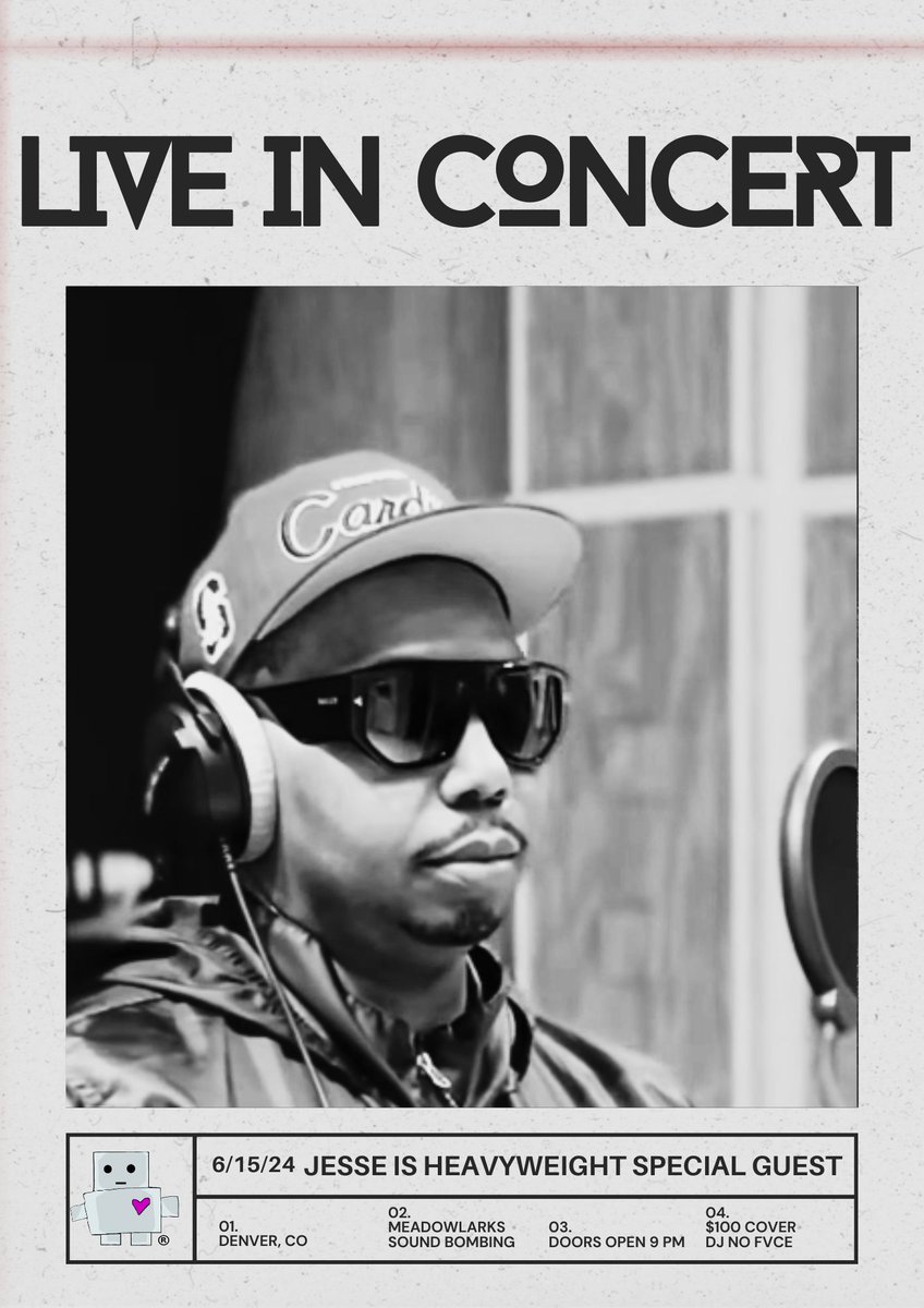 Jesse Is Heavyweight celebrates his single Don't Drop The Ball Freestyle surpassing 100 million streams on Apple Music by appearing Live In Concert at the Meadowlark in Denver, Saturday June 15th.