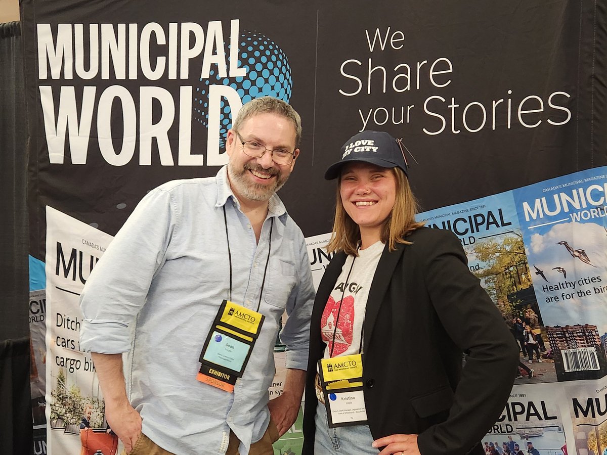 MunicipalWorld's tweet image. Municipal World&apos;s Sean Meyer joins Kristina Lepik, from @TownofCobourg, who snagged one of the last &quot;I Love My City&quot; merch hats at #AMCTOConference. #LocalGov