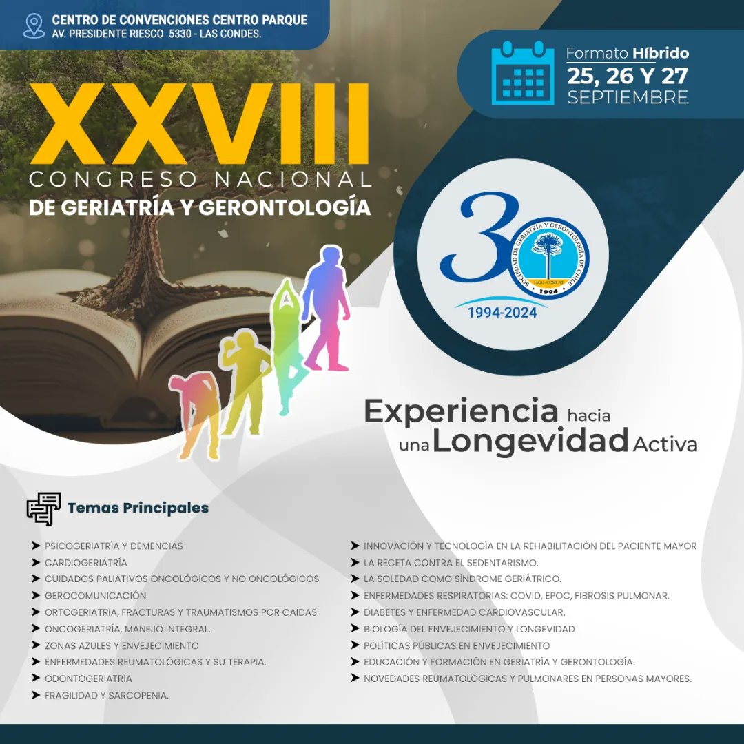 Socgeriatria's tweet photo. 🔊 Tenemos afiche 😍🌈
#sggch2024
#congreso30años
#experienciahaciaunalongevidadactiva
#25al27septiembre
#centroparque https://t.co/i0RXDhDFcg