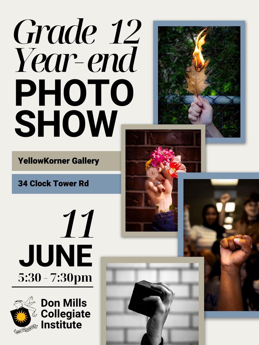 Ian Lawrence (@learnmrlawrence) on Twitter photo This Tues June 11 (5:30-7:30pm) we will be celebrating the fantastic work of our Grade 12 <a href="/donmillsci/">Don Mills CI</a> Photography students with our YEAR-END PHOTO SHOW at <a href="/YellowKorner/">YellowKorner</a> Photo Gallery (34 Clock Tower Rd) in Shops at Don Mills. Don’t miss it! <a href="/tdsb/">Toronto District School Board</a> <a href="/TDSB_Arts/">TDSB ARTS Dance Drama Music Media Arts Visual Arts</a> <a href="/YellowKornerCDA/">YellowKorner Canada</a> This Tues June 11 (5:30-7:30pm) we will be celebrating the fantastic work of our Grade 12 <a href="/donmillsci/">Don Mills CI</a> Photography students with our YEAR-END PHOTO SHOW at <a href="/YellowKorner/">YellowKorner</a> Photo Gallery (34 Clock Tower Rd) in Shops at Don Mills. Don’t miss it! <a href="/tdsb/">Toronto District School Board</a> <a href="/TDSB_Arts/">TDSB ARTS Dance Drama Music Media Arts Visual Arts</a> <a href="/YellowKornerCDA/">YellowKorner Canada</a>