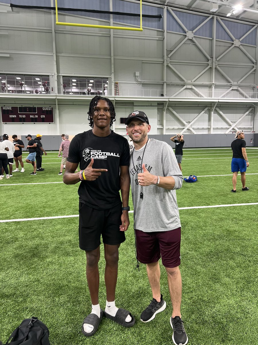 JOHN_MEREDITH2's tweet photo. #AGTG with a great conversation with @CoachJPeterson I was offered to  
Texas A&amp;M University .@RecruitTrinity @IAR2_Football @AaronLineweaver https://t.co/0S4bYCCKwp