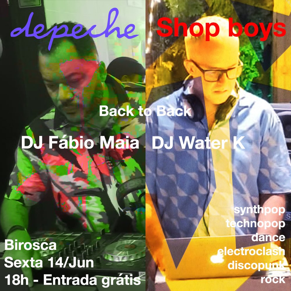 Os Depeche Shop Boys, os DJs Fábio Maia e Water K tocam no bar Birosca na Glória RJ sexta 14/jun