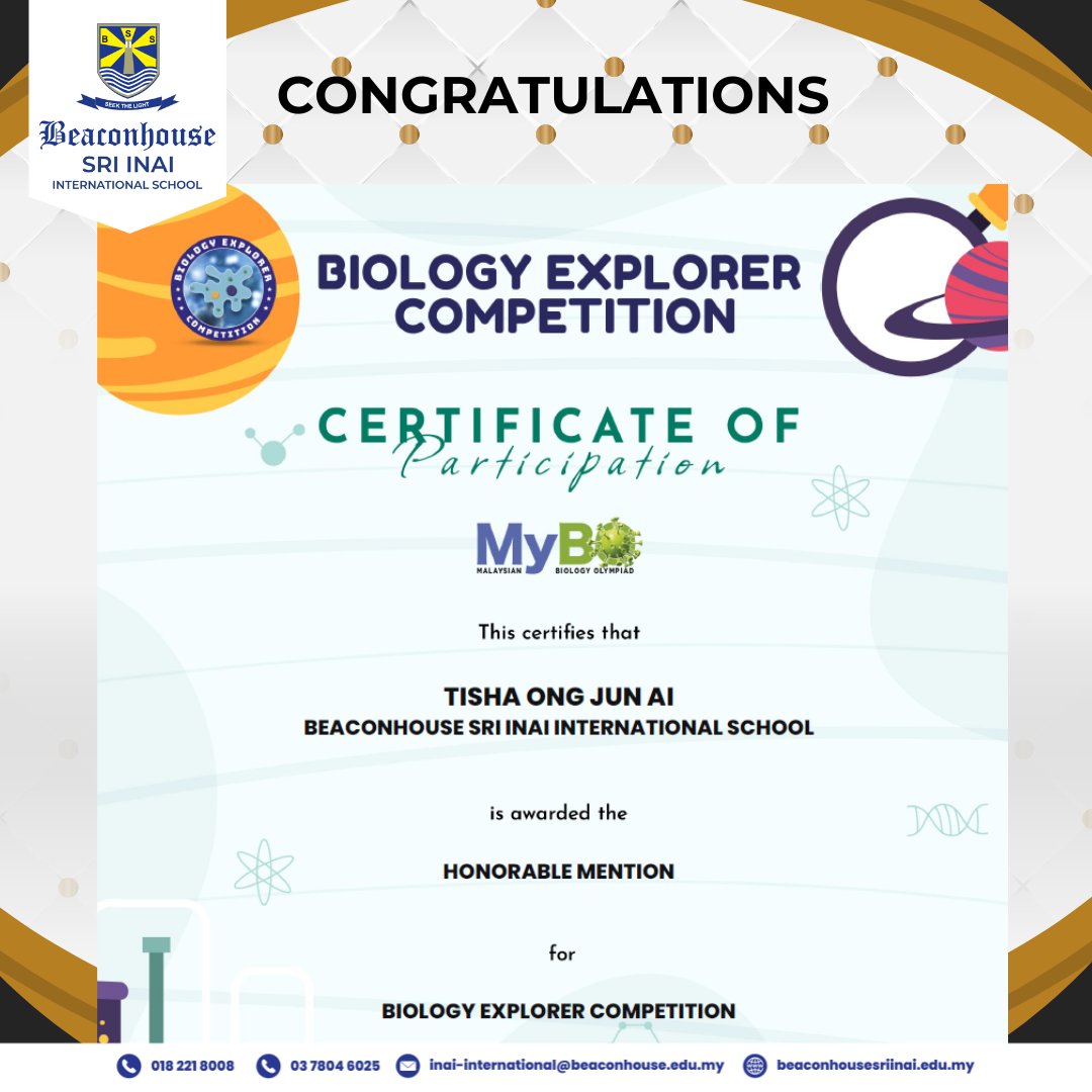 inai_sri's tweet photo. Congratulations to Tisha Ong and Tristian Ong who gained an Honorable mention in the Recent Biology Explorer Competition 2024. Well done!

#biologyexplorer #proudmoment #studentachievement #pjschool #InternationalSchool #BSIIS https://t.co/aFLZbKVBIT