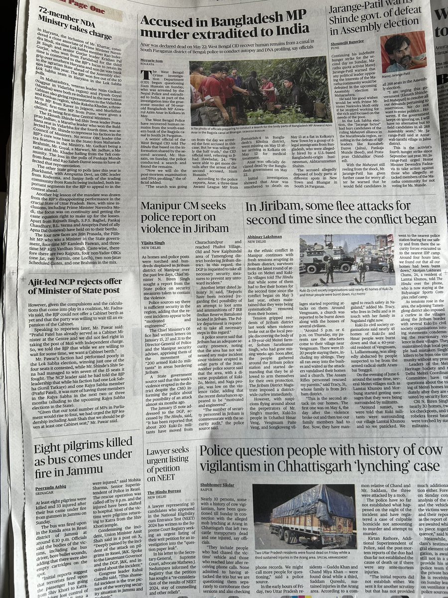 Shame on you <a href="/the_hindu/">The Hindu</a> 
#Reasi massacre almost didn’t make to print. Not in to page 1 or 2 or 3 or 4 or 5 or 6 or 7 
Peerzada Ashiq reluctantly files it on Pg 8. No mention of terrorists in the title, but
“Eight pilgrims ..as bus came under fire” 
How cruel of the said bus!