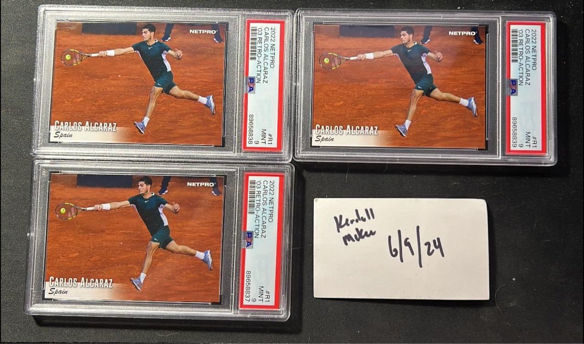 Lefty_Cards's tweet image. Congrats to the French open champion!
Carlos Alcaraz 03 retro action 2022 net pro PSA 9 x3
500each or 1400 for all three. Pp g/s