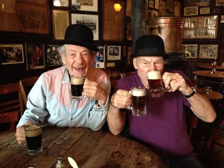 woofknight's tweet photo. Sir Ian McKellen with Sir Patrick Stewart https://t.co/4ngBF3lJyY