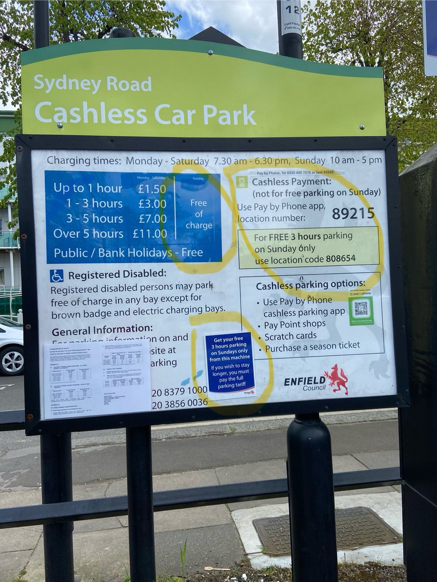 nickiq100's tweet photo. ⁦@EnfieldCouncil⁩ …clear as mud then.   And no mention of the special Sunday code on the actual #paybyphone app. Nor the fact that if you don’t have the ticket from the machine on display even with right PPP code used, you’ll STILL get a ticket! £40 for 1 hr @ the gym…👍 https://t.co/wjYzuEHVK1