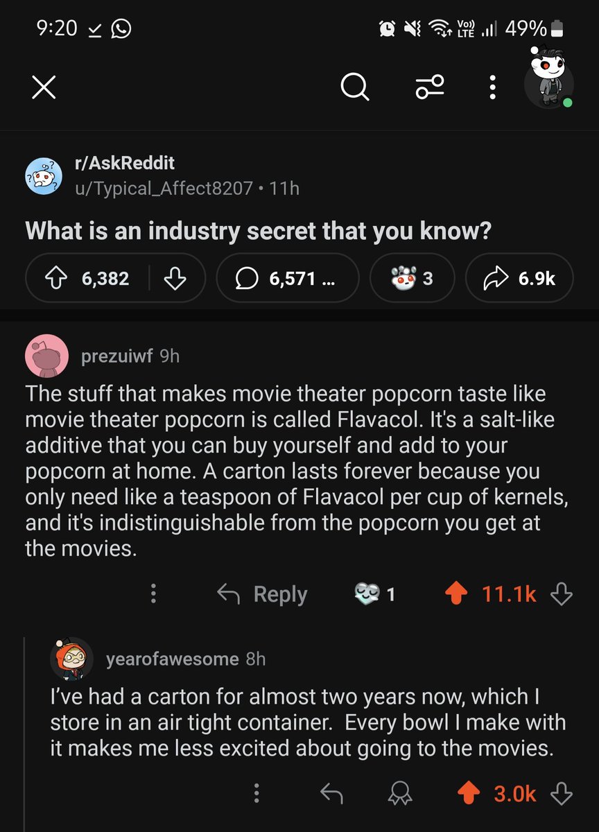 rhsalrug's tweet photo. Hoy aprendí que lo que los cines le echan al popcorn para que sepa a popcorn de cine se llama "Flavacol" https://t.co/eaJhmzkWq5