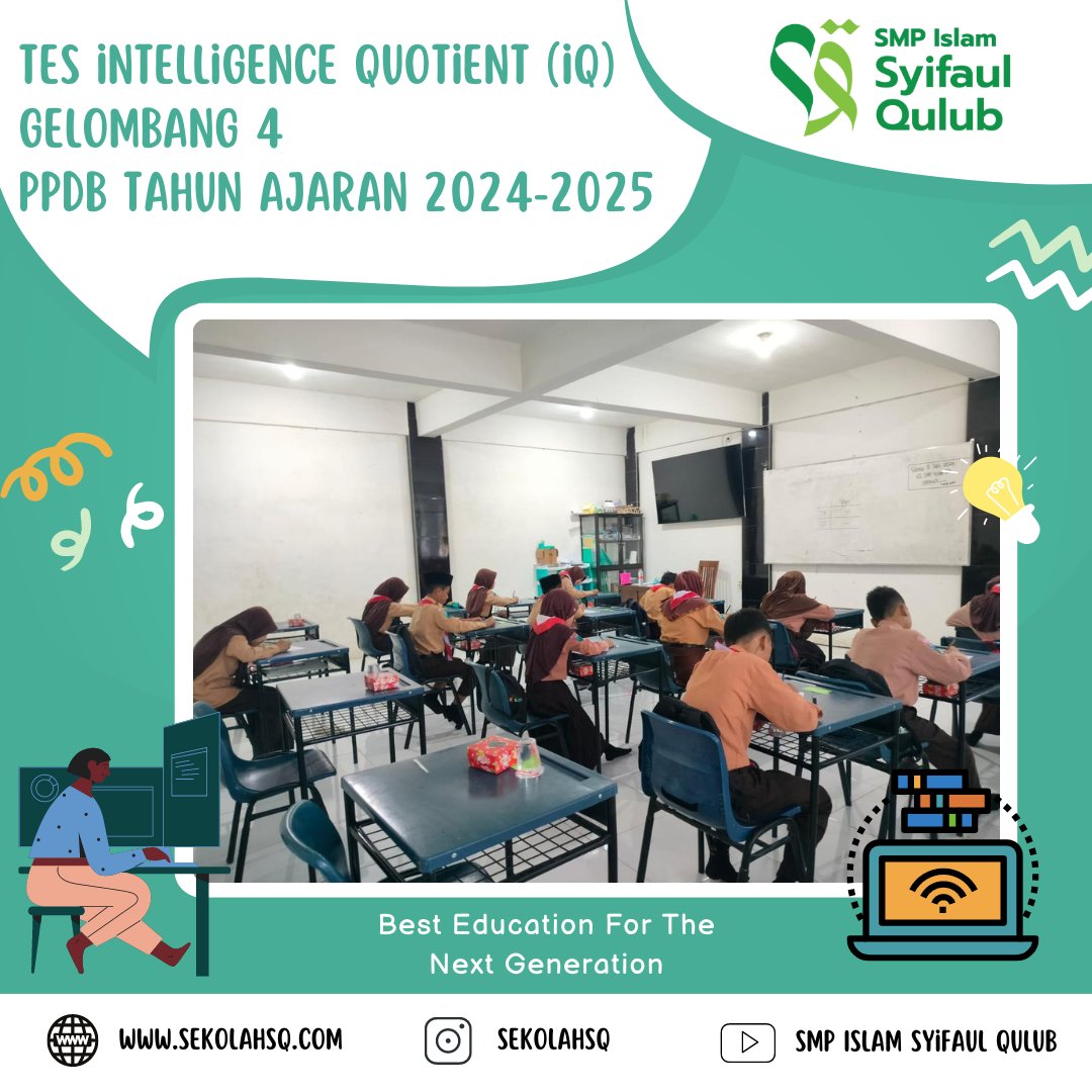 Pada hari Sabtu (08/06/2024) pagi, telah dilaksankan Tes IQ Gelombang 4 di Sekolah SQ untuk mengukur kemampuan peserta didik baru. Tes IQ adalah salah satu serangkaian kegiatan dalam PPDB. Tes ini bertujuan untuk menilai tingkat kecerdasan mereka