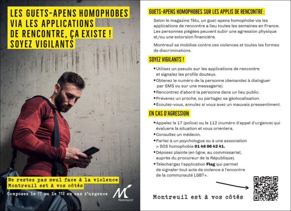 Montreuil se mobilise contre les guets-apens homophobes. Une campagne pour rompre le silence .
➡️ cap-com.org/actualit%C3%A9… #ComPublique