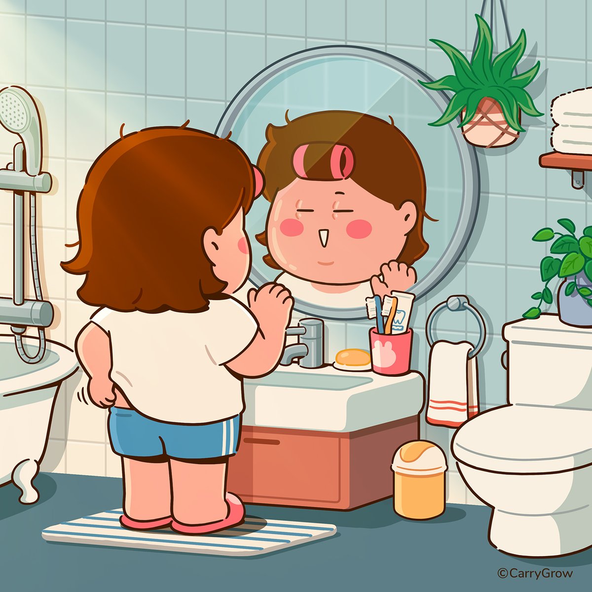 Good morning, Who are you every morning😶
(My face gets swollen in the morning.)
#carrygrow #webcomics #illust