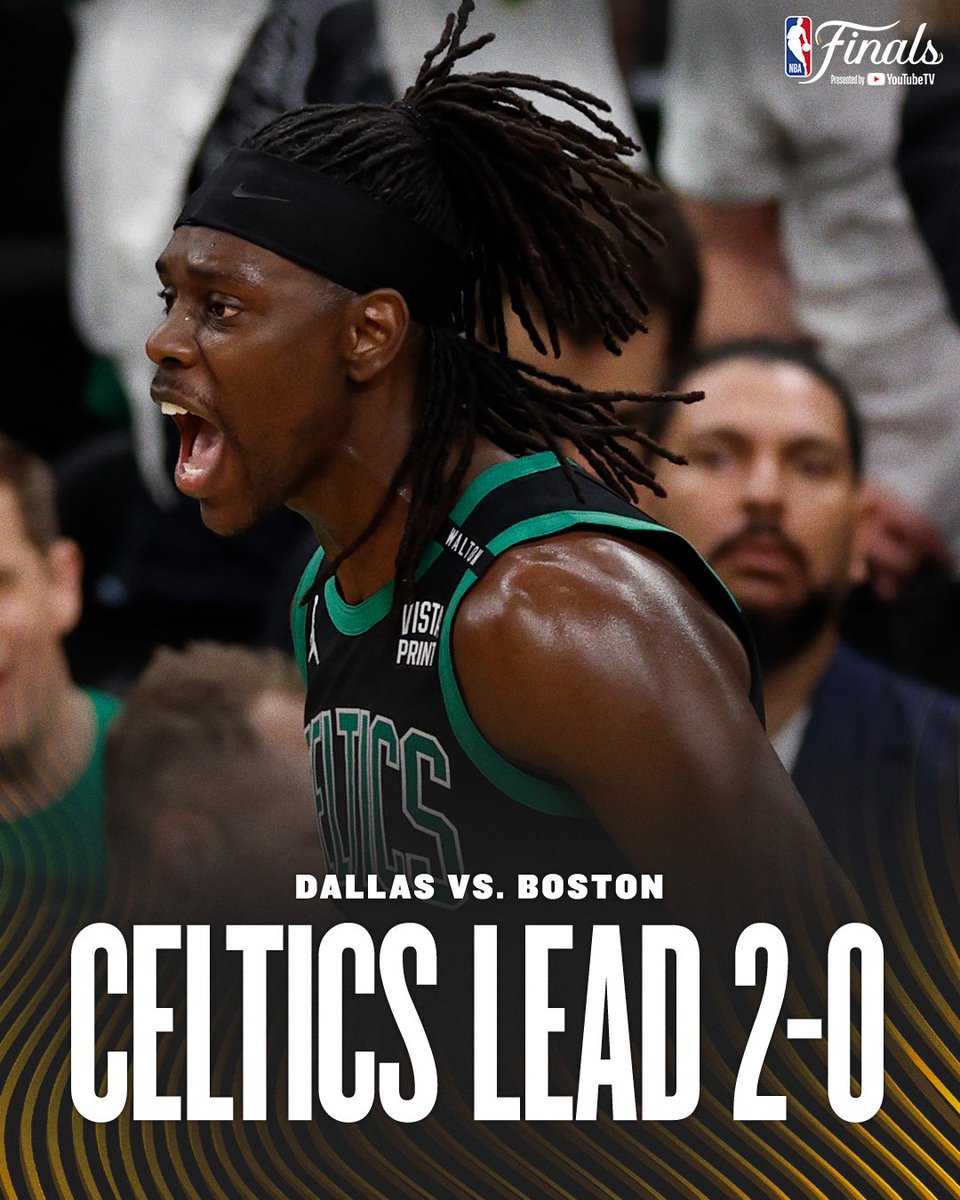 espn's tweet photo. THE CELTICS TAKE A COMMANDING LEAD AS THE FINALS HEAD TO DALLAS ☘️ https://t.co/HMQIHPyJzV