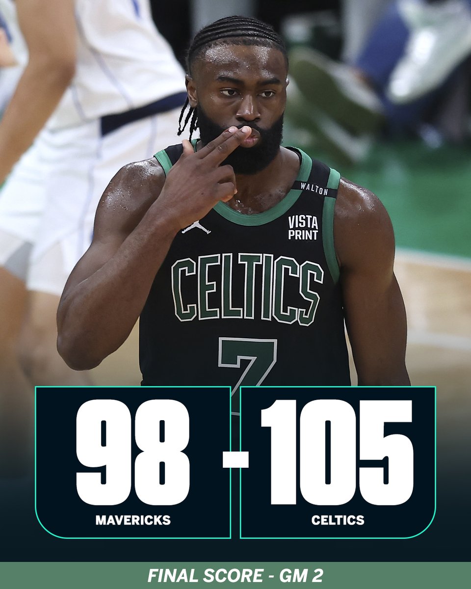 ESPNBET's tweet photo. THE CELTICS (-270) CONTINUE THEIR POSTSEASON DOMINANCE AND TAKE GAME 2! ☘️

✅ BOS -6.5
✅ U 214.5 https://t.co/Hj12eVMtig