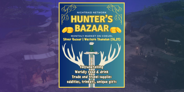 okamidad's tweet photo. Our open-world Hunter's Market is in Western Thanalan's Silver Bazaar! Bring coin for big spending and join us!

FRIDAY, JUNE 14TH @ 9PM EST! On COEURL! https://t.co/5RHVtbOUDH https://t.co/d7XOqM2yw8