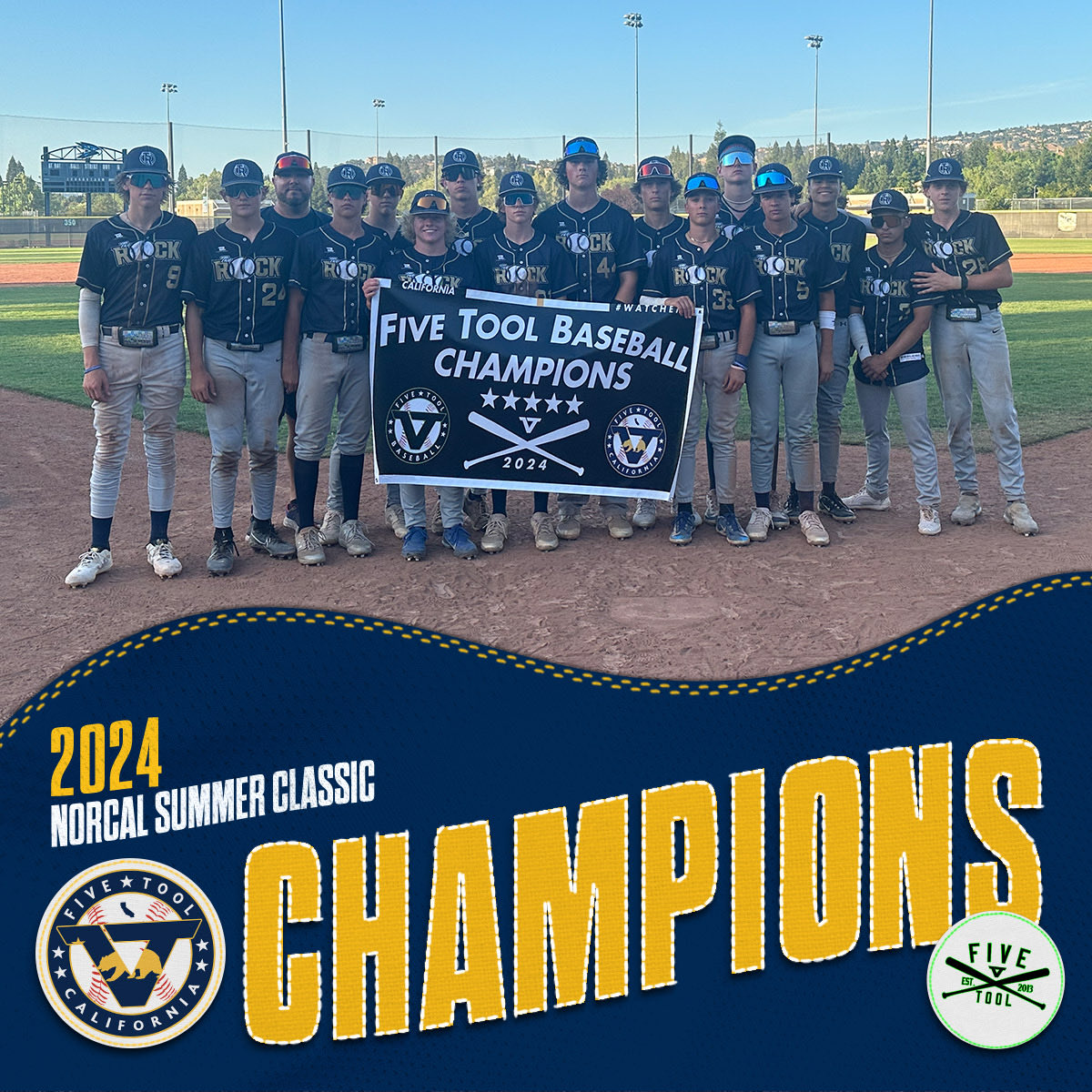 FiveToolCA's tweet photo. 🏆CHAMPIONS🏆

Congrats to @therockbsblclub 2027 National on winning the 18U @FiveTool California NorCal Summer Classic!

#WatchEm https://t.co/V0R8WlG9R4