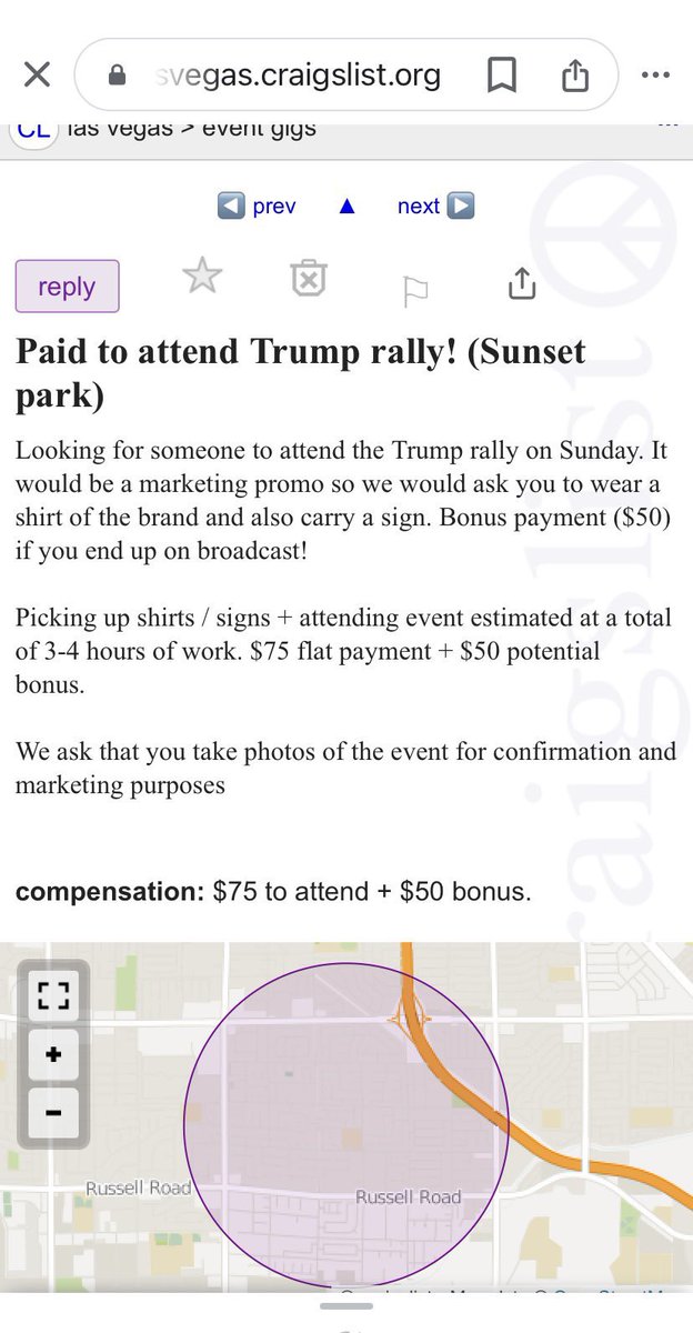 lizcook2020's tweet photo. @PaulIngrassia @RSBNetwork They pay people to come out to the rallyโs as fillers. You see tons of people on camera leaving while trump spews his propaganda. I guess they are paid for an hours work! #TrumpIsAfraidToTestify https://t.co/YmfamP5etK