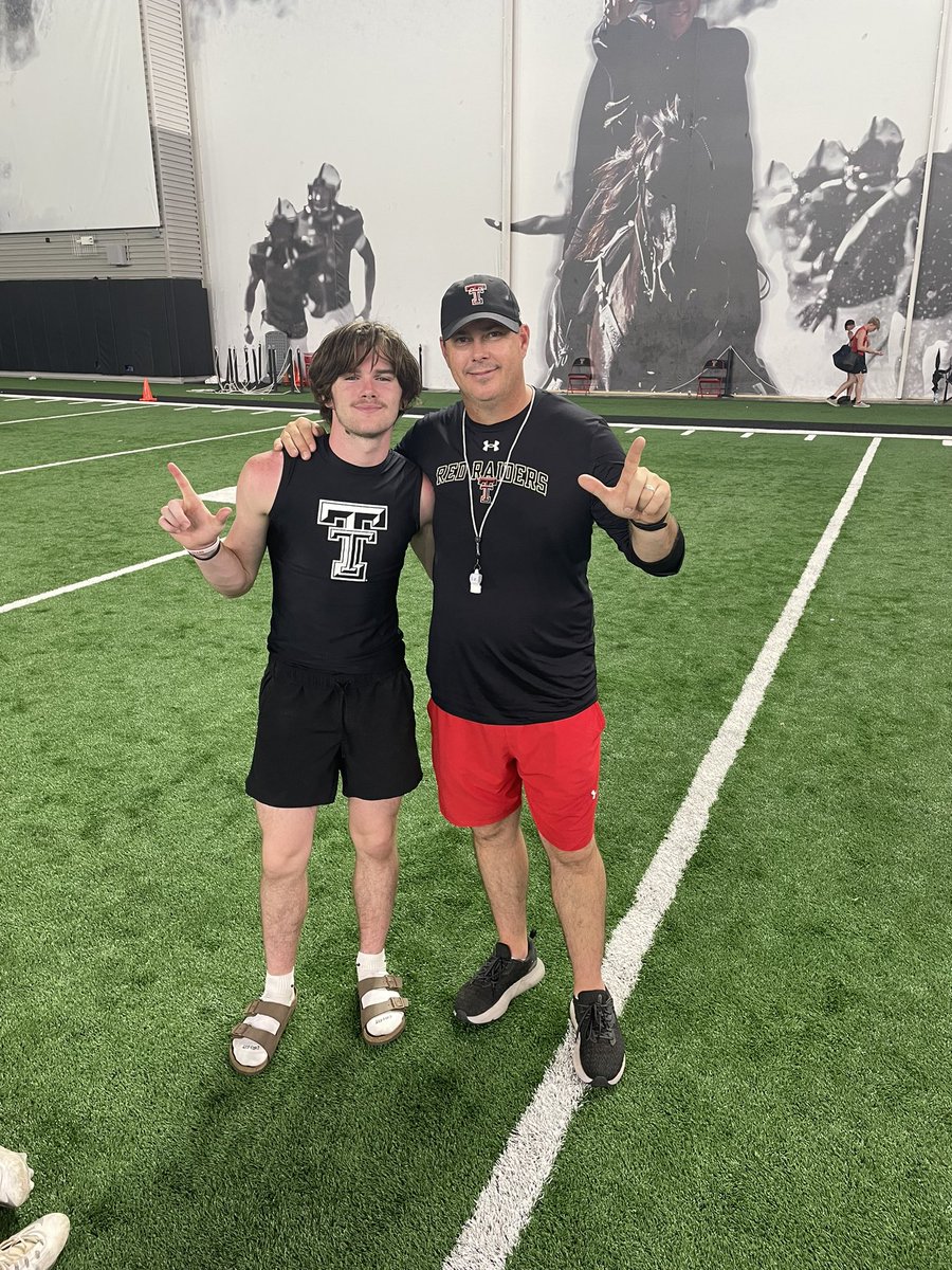 Had a Great time at the Texas Tech camp today, Thank you for having me.
<a href="/JoeyMcGuireTTU/">Joey McGuire 🌵</a> <a href="/ClayMcGuireTTU/">Clay McGuire</a> 
<a href="/TexasTechFB/">Texas Tech Football</a> 
<a href="/DCAthletics_WIT/">Denver City Mustangs & Fillies Athletics</a>
